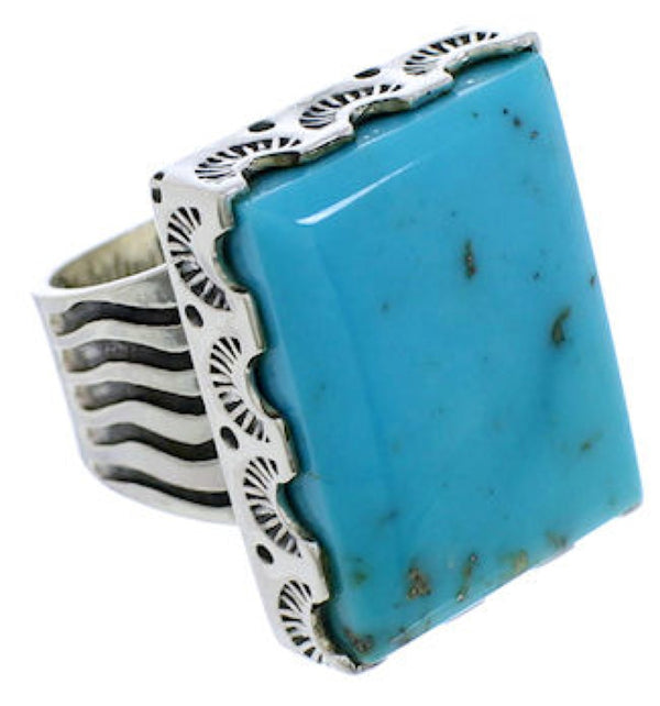 Southwestern Sterling Silver Turquoise Jewelry Ring Size 6-3/4 YX34679